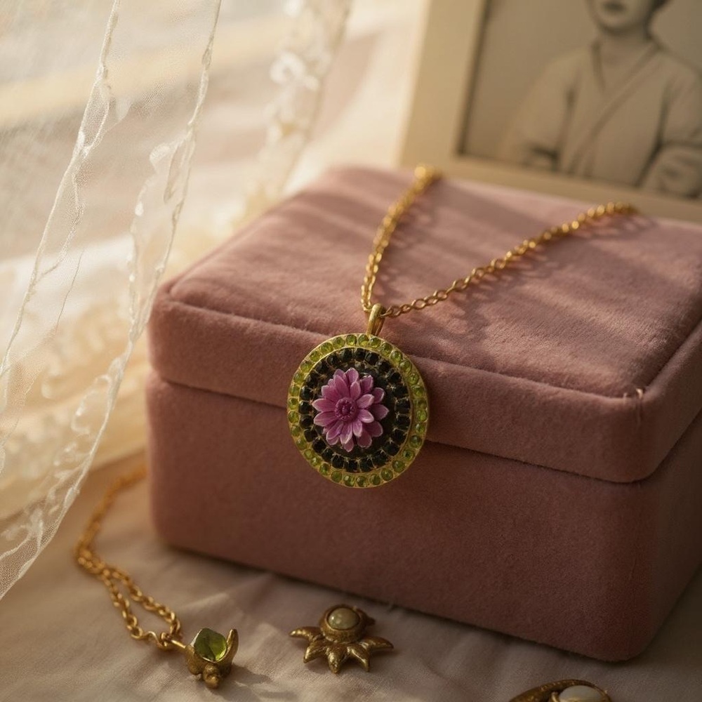 Vintage Tarina Tarantino Sworvaski Crystal Flower Necklace